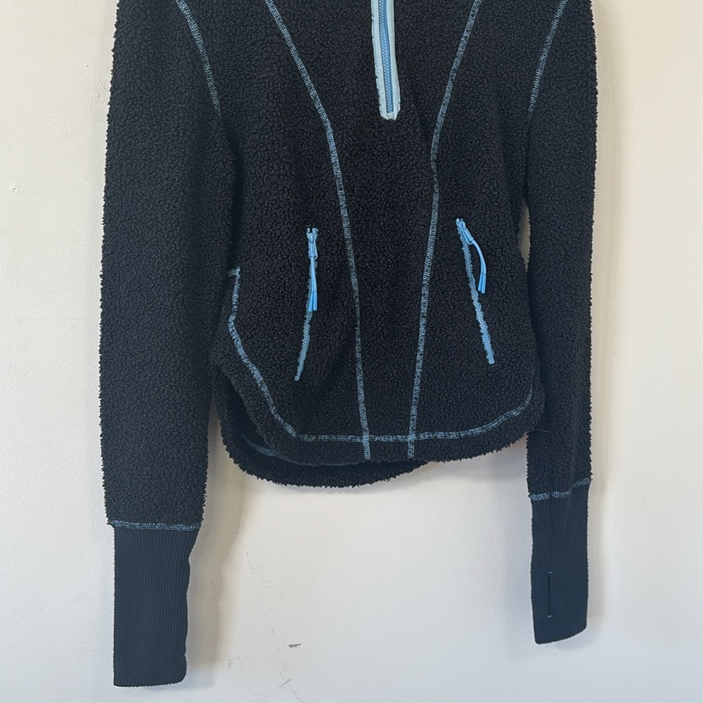 Free People Movement Fuzzy Factor Hoodie Black Combo Size XS - Picture 5 of 12